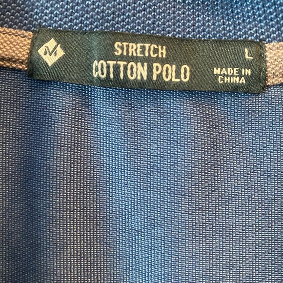 Blue short sleeve polo stretch cotton shirt - Picture 3 of 5